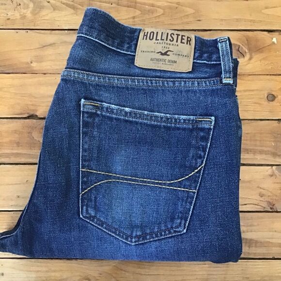 HOLLISTER Men’s Jeans 33 Straight Leg Blue Distressed Denim 100% Cotton - Picture 3 of 13